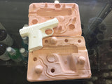 EasyFlo 60 handgun pattern pulled from a TinSil 80-30 mold.